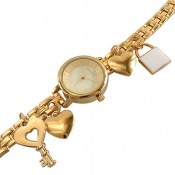 ساعت رمانسون Romanson طلائی آویز کلید قفل قلب زنانه ساعت رمانسون Romanson طلائی آویز کلید قفل قلب زنانه