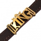 دستبند چرم طبیعی زرشکی تیره طرح KING دستبند چرم طبیعی زرشکی تیره طرح KING