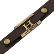 دستبند چرم طبیعی قهوه ای طرح HERMES مردانه دستبند چرم طبیعی قهوه ای طرح HERMES مردانه