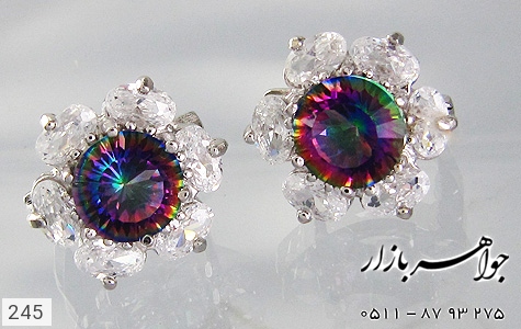 گوشواره توپاز گوشواره توپاز هفت رنگ طرح گل زنانه - تصویر 2