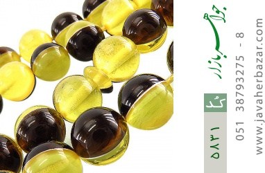 تسبیح نگین تزئینی تسبیح گرد پودر کهربا 33 دانه - کد 5831
