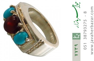 انگشتر فیروزه و عقیق انگشتر فیروزه و عقیق یمن هنر دست استاد شرفیان - کد 7739