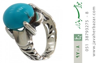 انگشتر فیروزه انگشتر فیروزه مصری درشت و فاخر مردانه - کد 9708