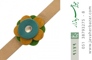 دستبند چرم طبیعی طرح گل درشت دست دوز زنانه
