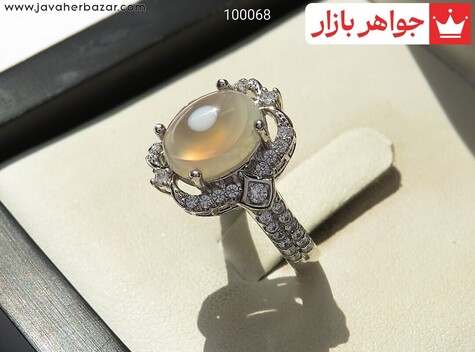انگشتر نقره عقیق بابا قوری طرح الناز زنانه - 100068