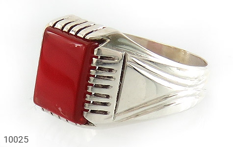 انگشتر نقره عقیق قرمز سرخ طرح کلاسیک مردانه دست ساز - 10025