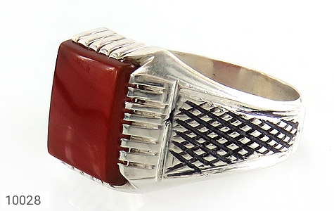 انگشتر نقره عقیق قرمز سرخ کلاسیک قلم مردانه دست ساز - 10028