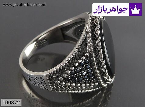انگشتر نقره عقیق سیاه مردانه میکروستینگ - 100372