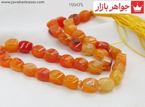 تسبیح عقیق نارنجی 33 دانه خوش دست - 100476