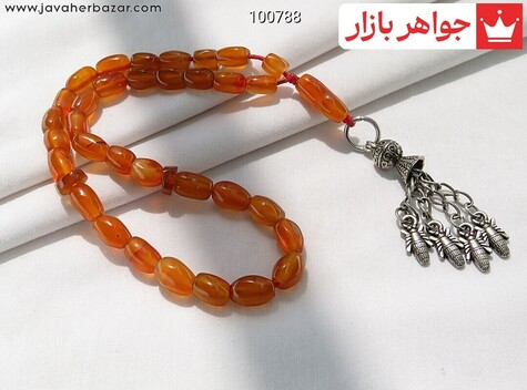 تسبیح عقیق یمنی نارنجی 33 دانه خوش دست - 100788