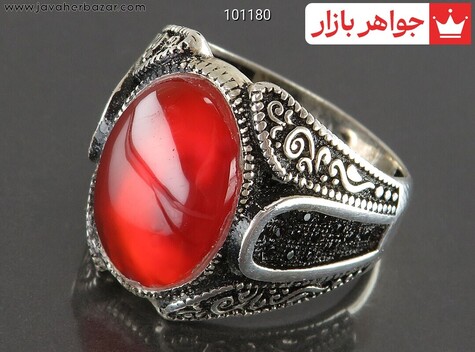 انگشتر نقره عقیق یمنی قرمز سرخ جذاب مردانه میکروستینگ