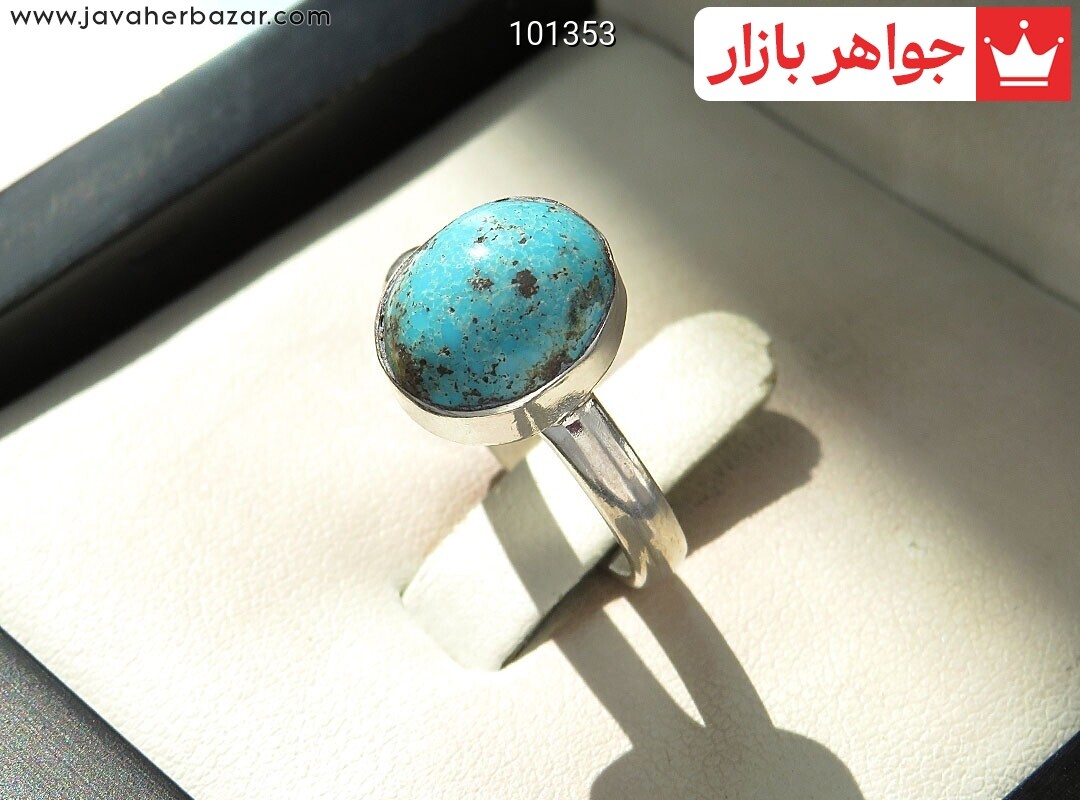 انگشتر نقره فیروزه نیشابوری تربت کربلا زنانه به همراه حرز امام جواد