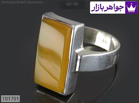 انگشتر عقیق زرد مردانه به همراه حرز امام جواد انگشتر نقره عقیق زرد مردانه به همراه حرز امام جواد - 101701