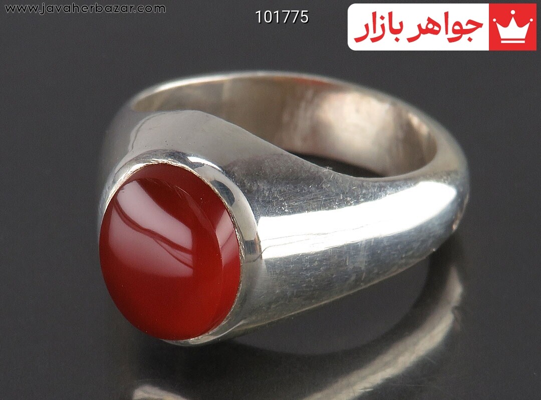 انگشتر نقره عقیق یمنی قرمز خوش رنگ مردانه