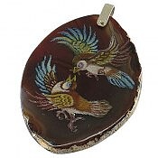 مدال نقره عقیق نقاشی شده با تکنیک مینیاتور دست ساز