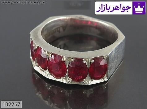 انگشتر نقره یاقوت قرمز خوش رنگ مردانه - 102267