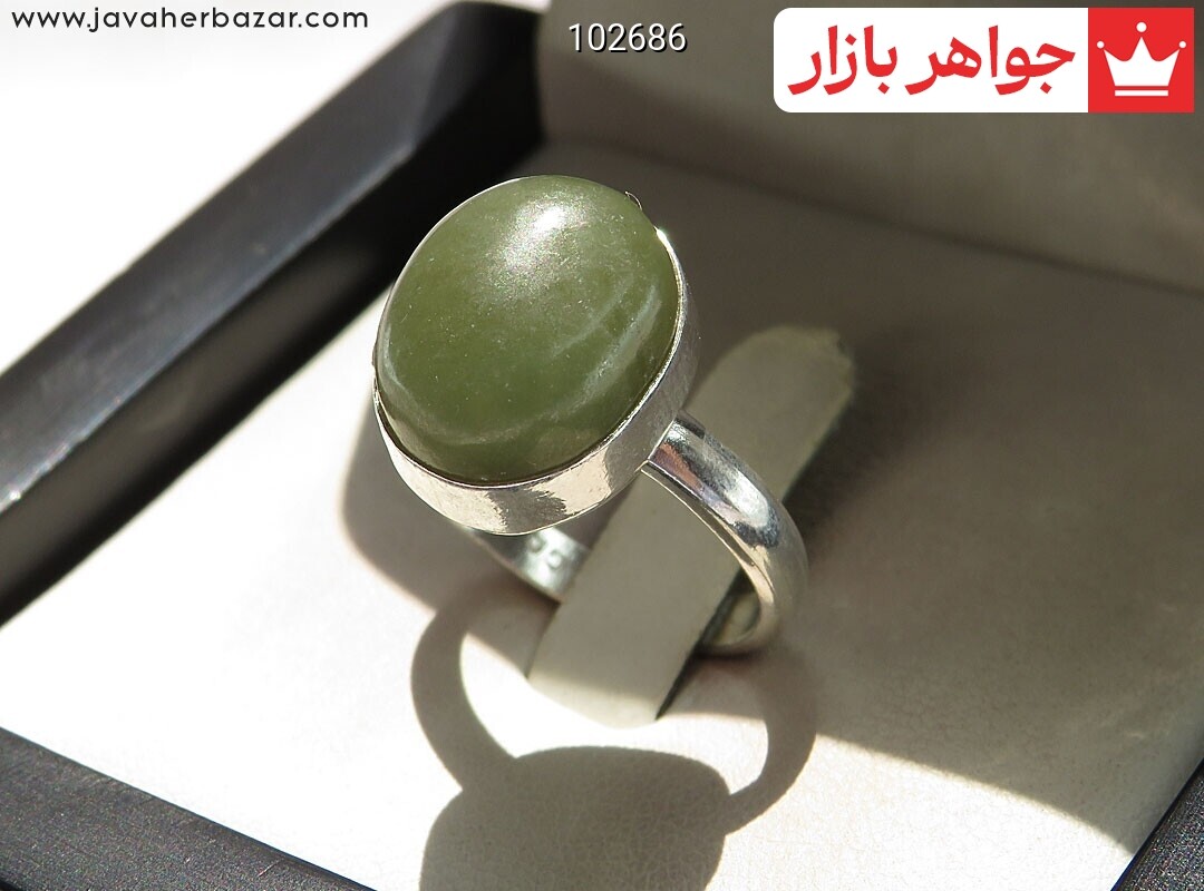 انگشتر نقره یشم یمن کلاسیک به همراه حرز امام جواد