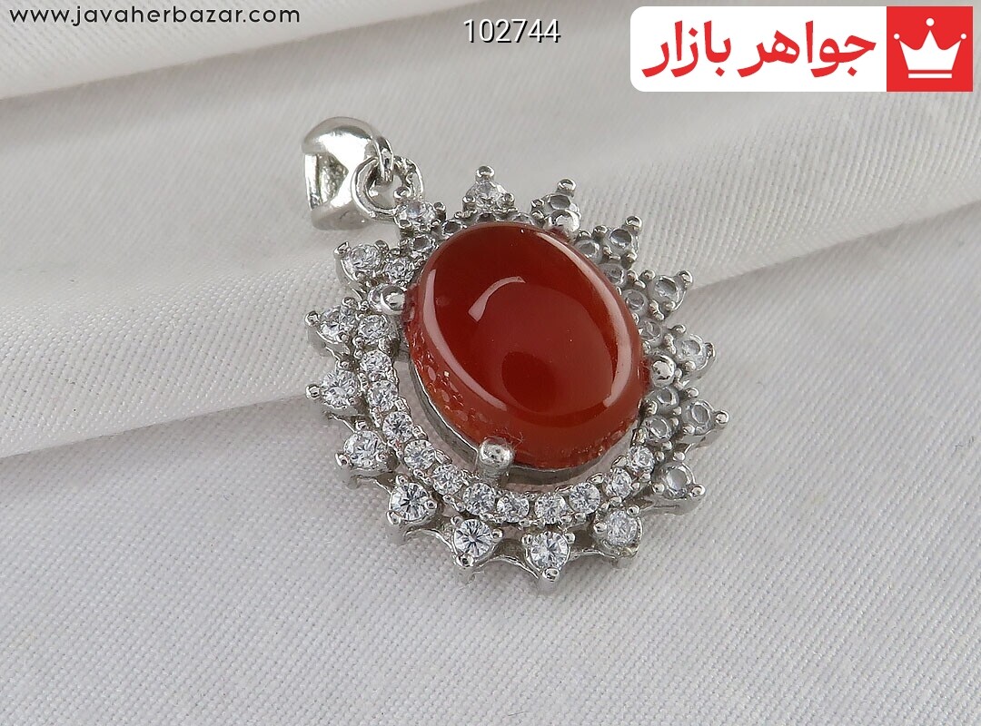 آویز نقره عقیق یمنی طرح ناهید