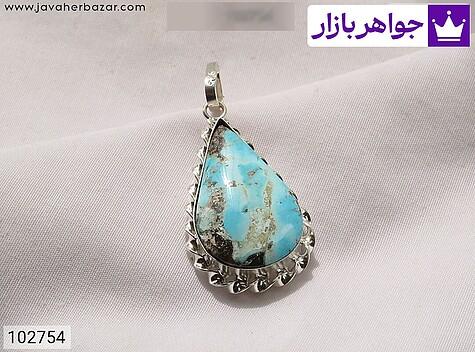 مدال فیروزه نیشابوری زنانه مدال نقره فیروزه نیشابوری طرح اشک زنانه - 102754