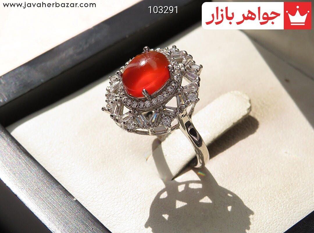 انگشتر نقره عقیق یمنی قرمز زیبا زنانه
