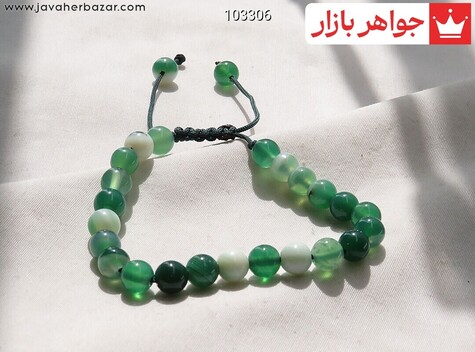 دستبند سنگی عقیق سبز - 103306