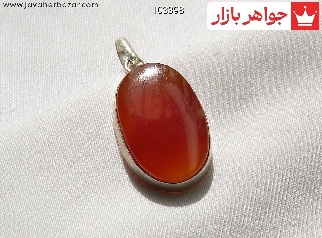 پلاک نقره عقیق نارنجی