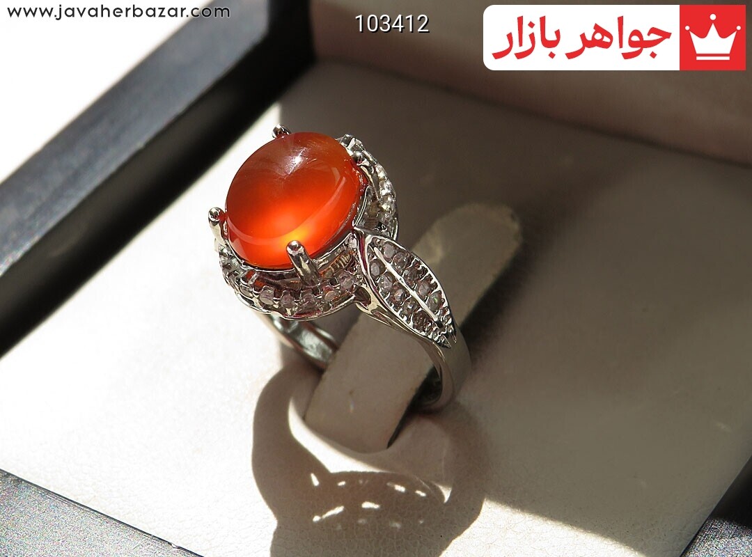 انگشتر نقره عقیق یمنی قرمز طرح بهنوش زنانه