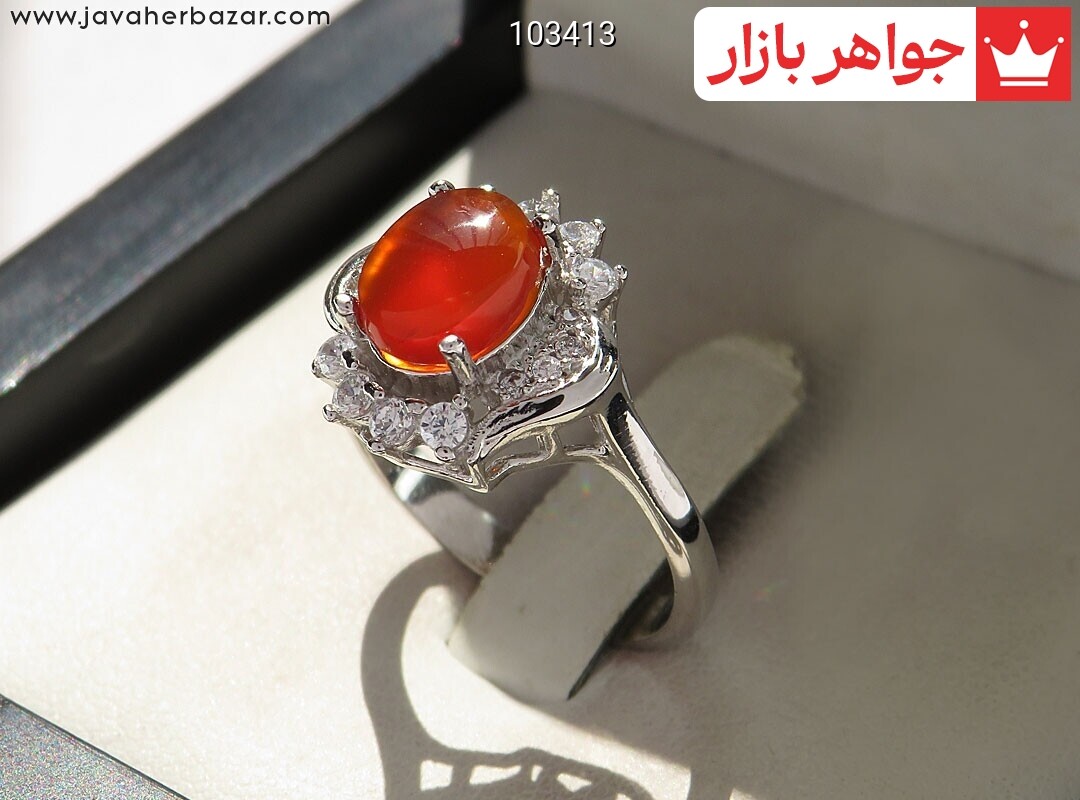 انگشتر نقره عقیق یمن طرح مهوش زنانه