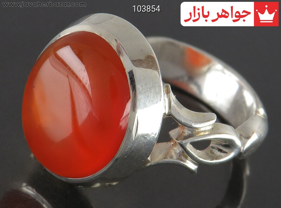 انگشتر نقره عقیق یمنی نارنجی لوکس مردانه دست ساز