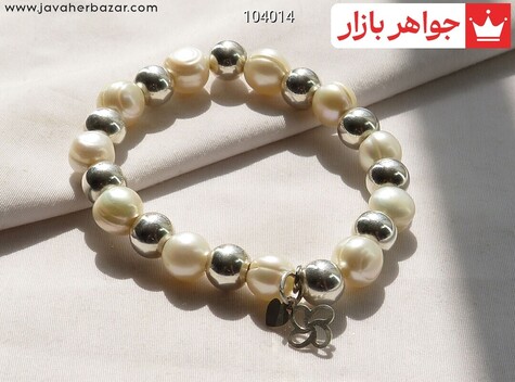 دستبند سنگی نقره مروارید سفید زنانه - 104014