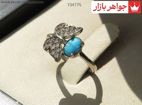 انگشتر نقره فیروزه نیشابوری حداکثر تا سایز 48 بچه گانه - 104176