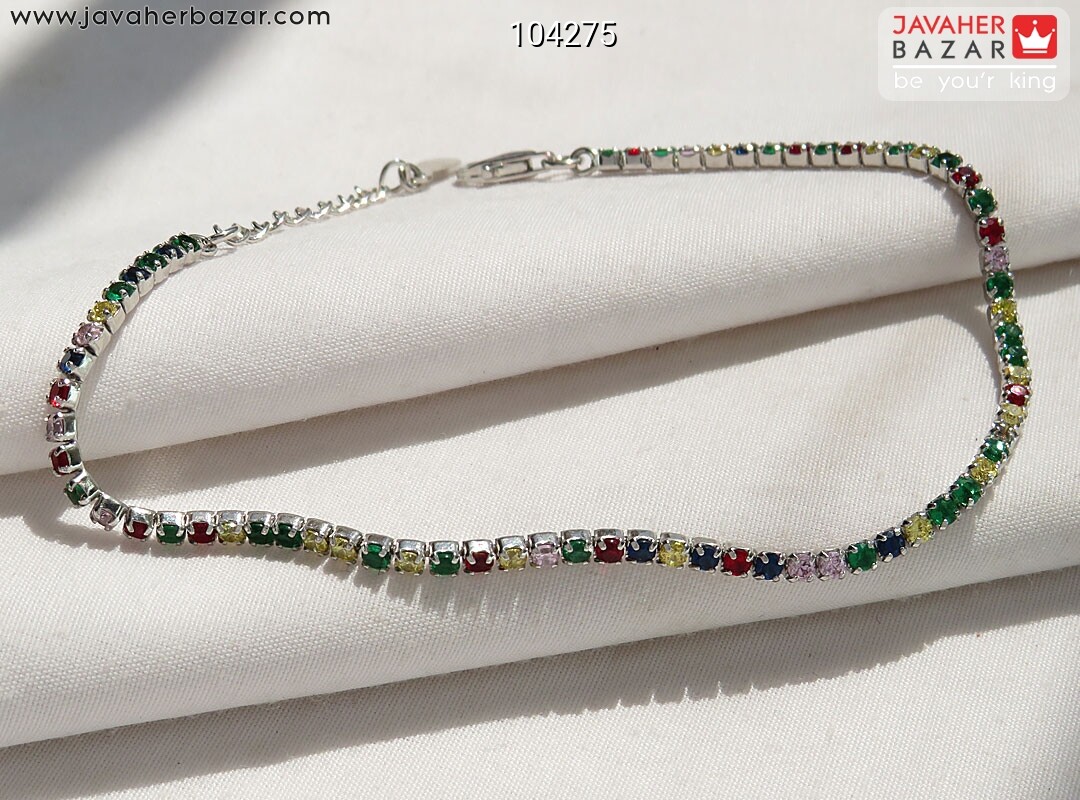 دستبند نقره جواهری رنگین کمان زنانه