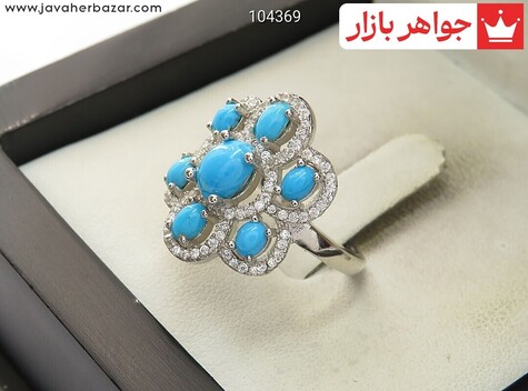 انگشتر نقره فیروزه نیشابوری جذاب زنانه - 104369