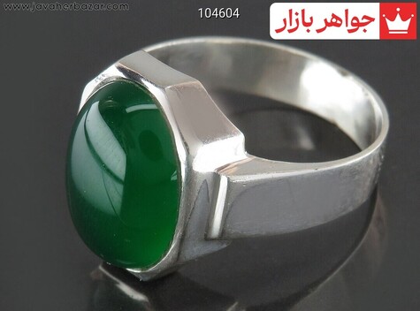 انگشتر نقره عقیق سبز مردانه به همراه حرز امام جواد