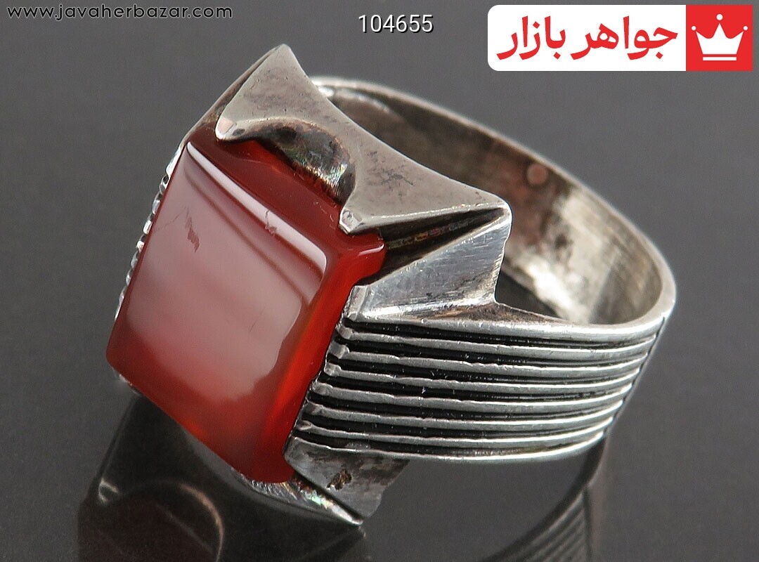 انگشتر نقره عقیق قرمز اسپرت مردانه