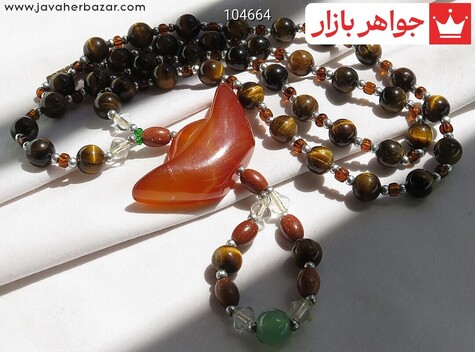 سینه ریز چشم ببر و دلربا و عقیق طرح تاج - 104664