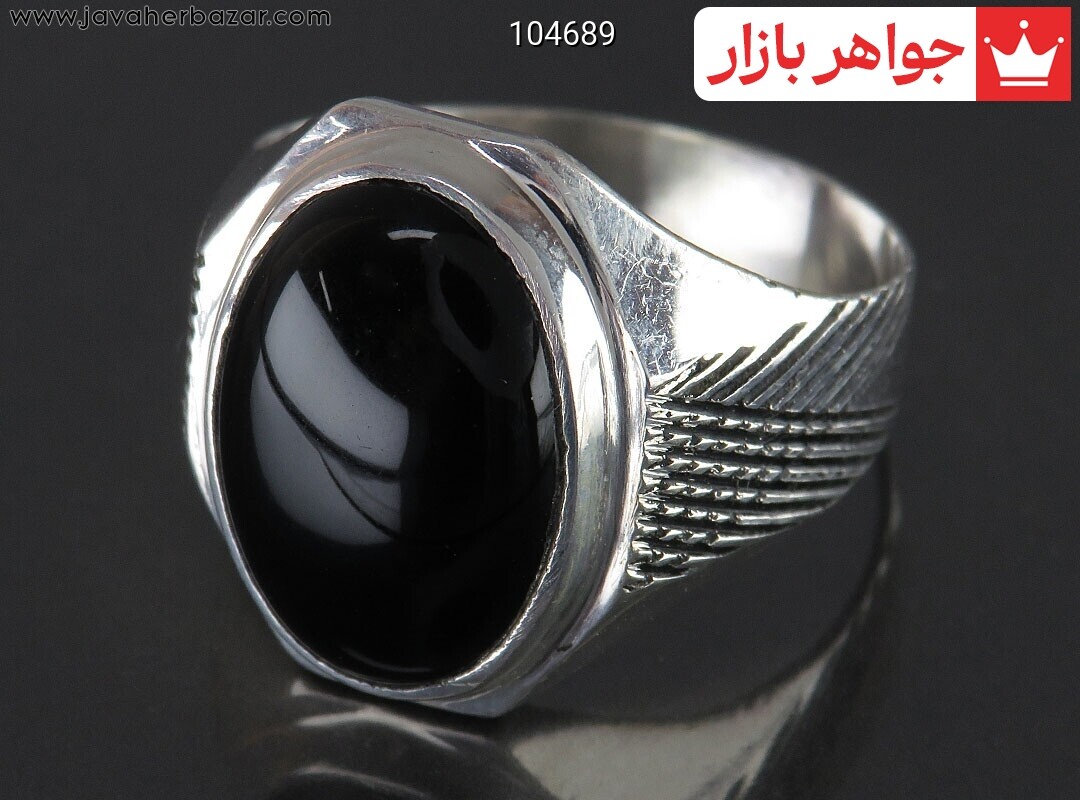 انگشتر نقره عقیق سیاه جذاب مردانه به همراه حرز امام جواد