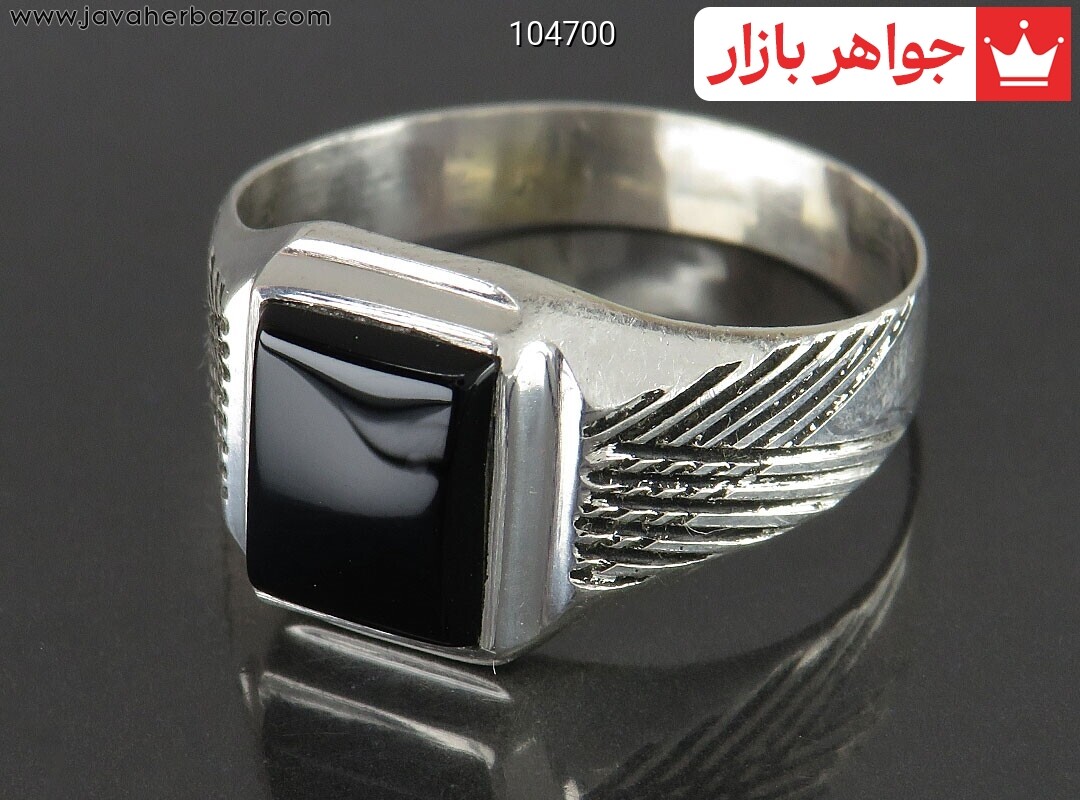 انگشتر نقره عقیق سیاه جذاب مردانه به همراه حرز امام جواد