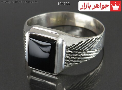انگشتر نقره عقیق سیاه جذاب مردانه به همراه حرز امام جواد - 104700
