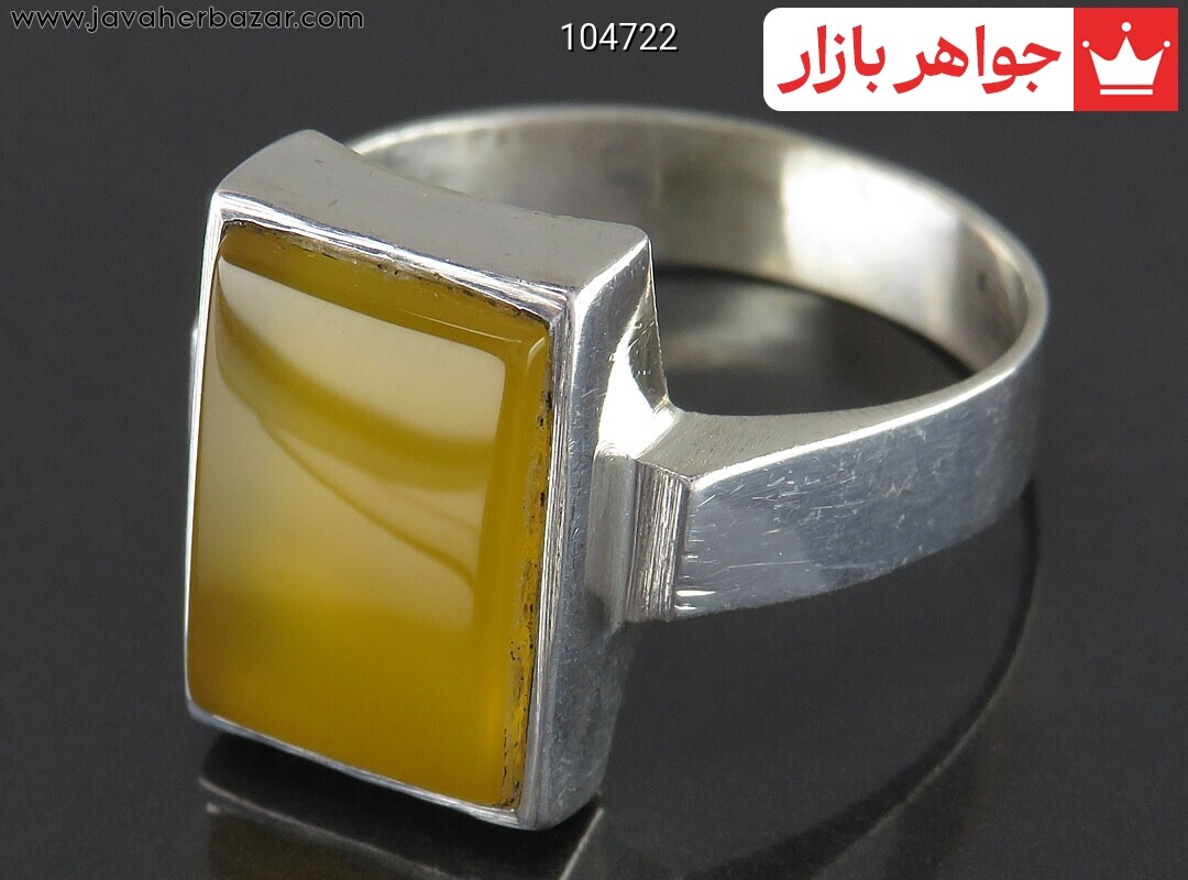انگشتر نقره عقیق زرد کلاسیک مردانه به همراه حرز امام جواد