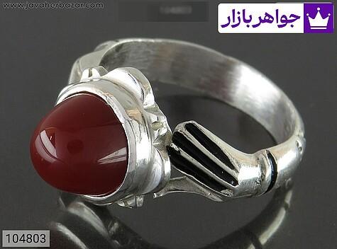 انگشتر نقره عقیق طرح دست دلبر مردانه - 104803