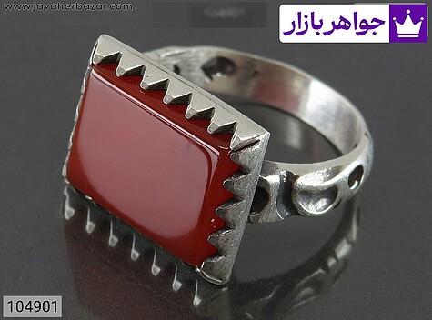 انگشتر عقیق مردانه انگشتر نقره عقیق دورچنگ مردانه - 104901