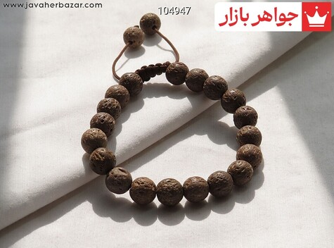 دستبند سنگی لاوا قهوه ای زنانه - 104947