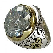 انگشتر نقره موزانایت الماس تراش مردانه