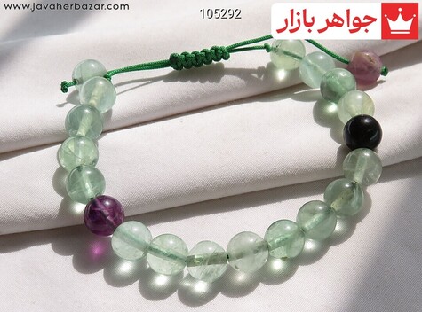 دستبند فلورین سبز دستبند سنگی فلورین تراش گرد - 105292