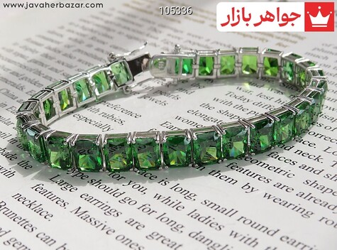 دستبند نقره سبز فاخر زنانه