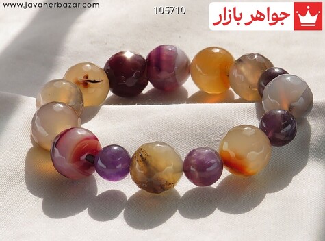 دستبند سنگی عقیق خوشرنگ زنانه - 105710
