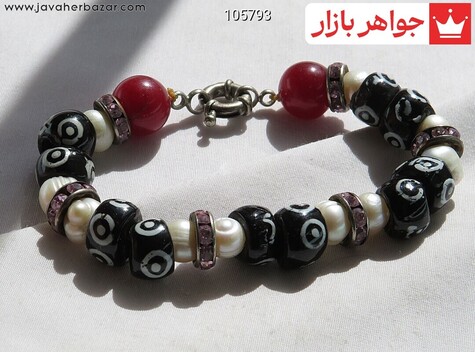 دستبند سنگی مروارید مهره تزئینی