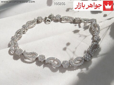 دستبند نقره طرح ترمه زنانه