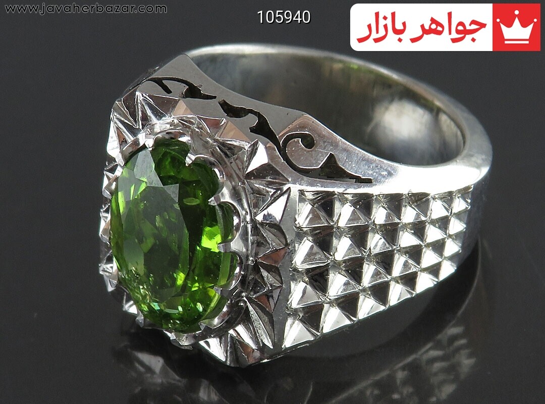 انگشتر نقره زبرجد لاکچری مردانه دست ساز